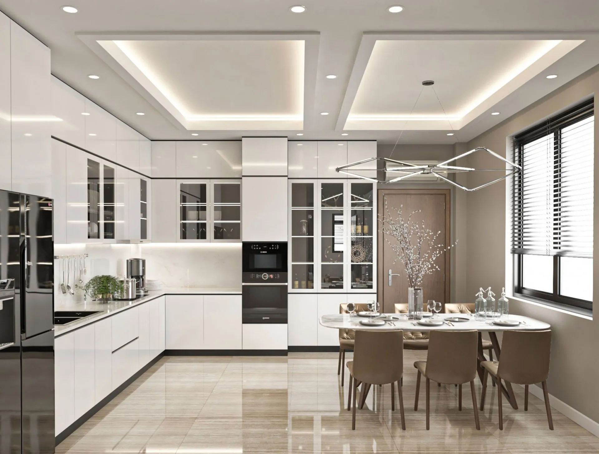 Tủ bếp căn hộ hiện đại căn hộ nhà anh Quân