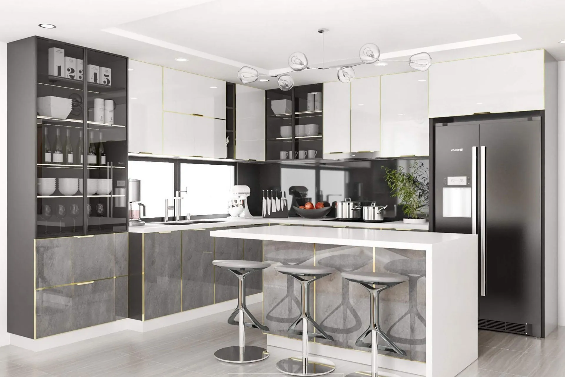 Tủ bếp hợp kim nhôm cao cấp nhà anh Tuấn