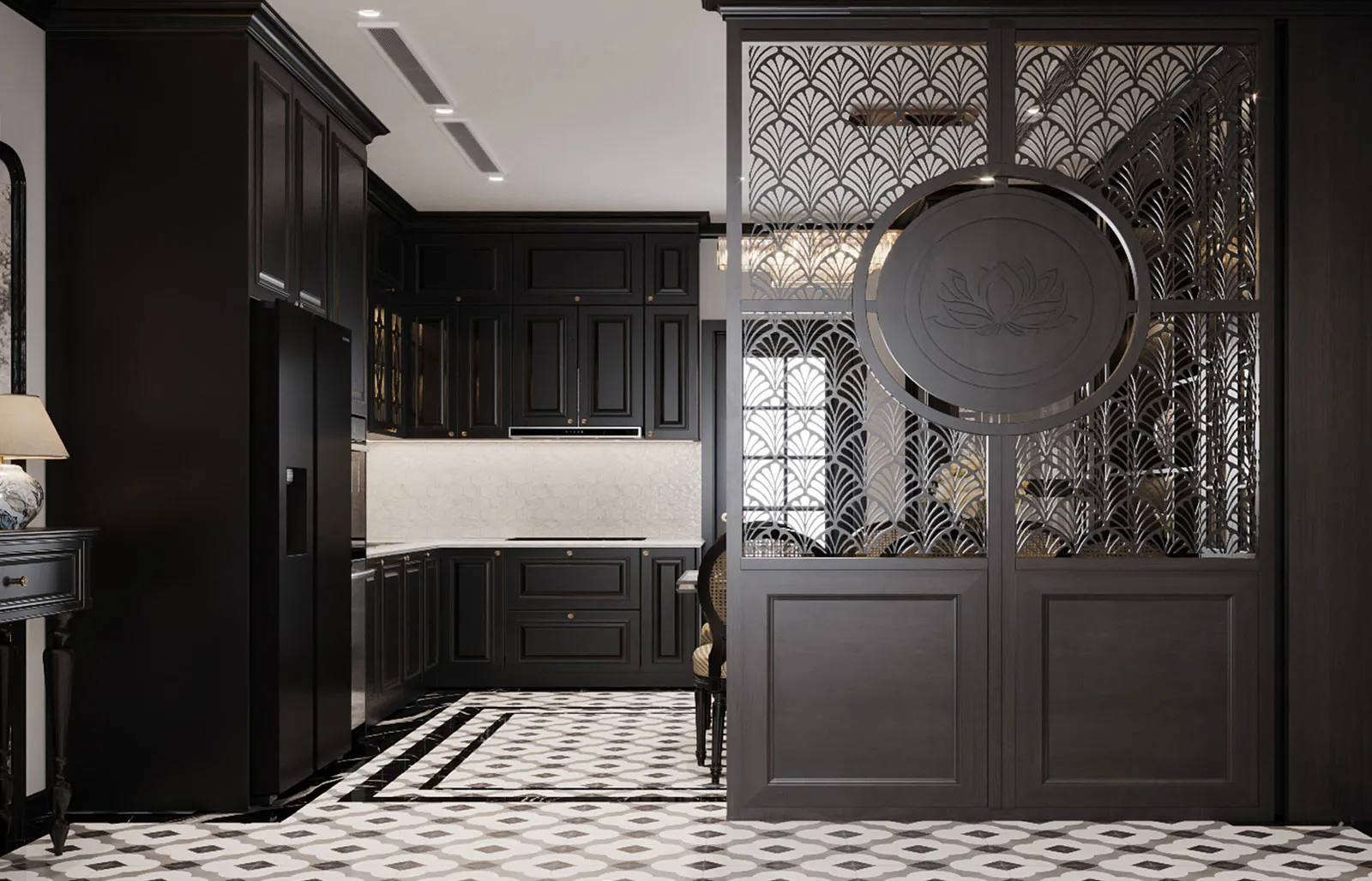 Tủ bếp biệt thự Indochine nhà chị Quỳnh